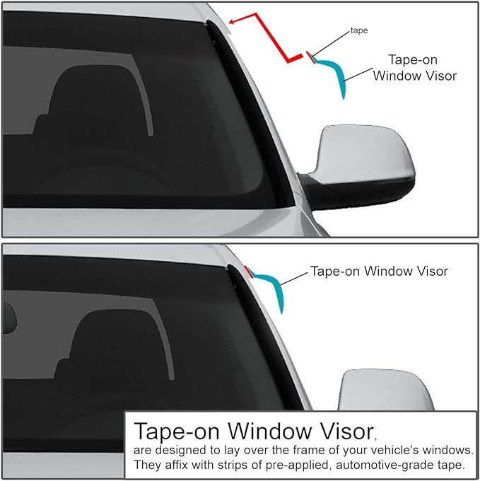 4Pcs Tape-On Window Visor Compatible with 2007 2008 2009 2010 2011 Jeep Patriot 2007-2011, Deflector Rain Guard, Acrylic Black