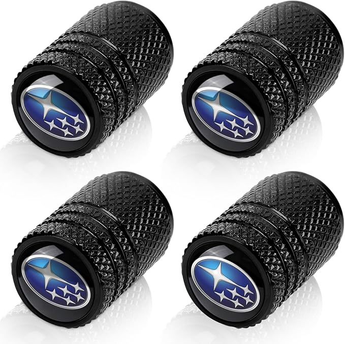 4pcs Tire Valve Stem Caps, Compatible with Subaru Series Stem Cap Universal Car Air Cover Car Accessories for Cars, SUV, Truck, Motorcycles Black