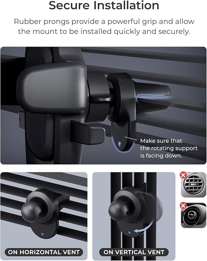 Easy One Touch Advanced Air Vent Car Phone Mount - Universal Cell Phone Holder for iPhone, Google, Samsung, Moto, LG, and All Other Smartphones