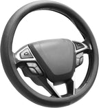 Black Car Steering Wheel Cover Medium Size 14.5-15 inch (37-39 cm), Breathable Microfiber Leather