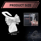 2PCS Bling Bow Car Seat Headrest Hooks, S Type Cute Bow Car Seat Back Hanger Storage for Purses Bags Grocery, Crystal Rhinestone Vehicle Rear Seats Organizer, Universal for Most Cars (White)