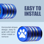 Tire Valve Stem Caps Cover - (5 Pack) Tire Air Caps Metal with Plastic Liner Corrosion Resistant Leak-Proof Dog Paw Print for Car Truck Motorcycle Bike Blue
