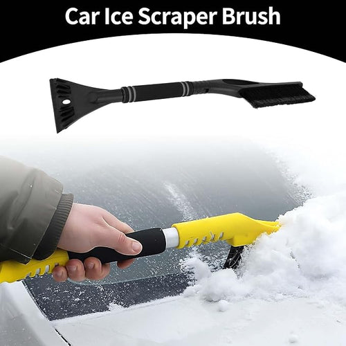 1pc 60x11cm Universal Car Ice Scraper Brush with Broom - SUV Snow Frost Remover for Car Truck RV Windscreen Side Window Anti Crash - Plastic Black Snow Shoveling Defrost Clearing