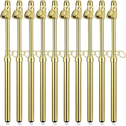 10 Pack Tire Pressure Gauge Heavy Duty Air Pressure Tire Gauge Dual Head Semi Truck Tire Pressure Gauge Range 10-150 PSI, Extended Tube Tire Gauge Suitable for Semi Truck, and Bus (Gold)