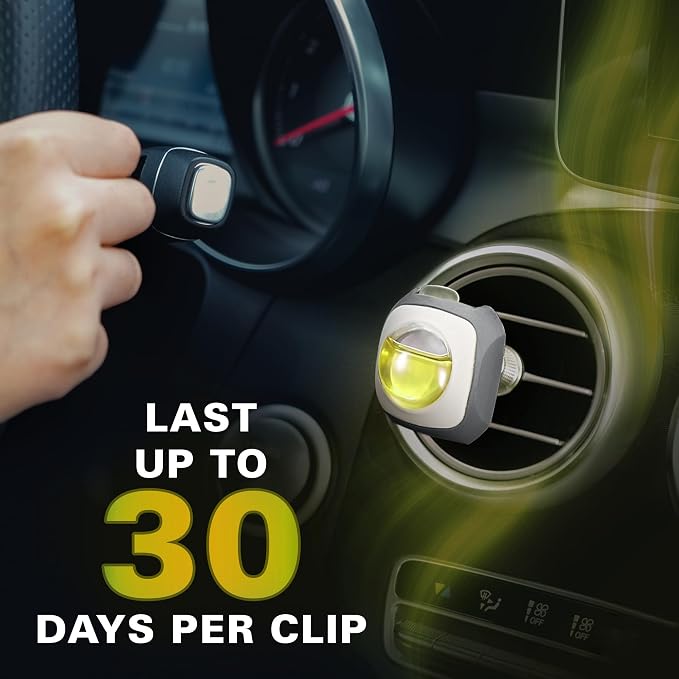 Lemon Ginger Scent Car Air Freshener Vent Clip 6 Ct | Long Lasting Up To 180 Days Car Refresher, Auto Interior Odor Eliminator Fragrance Oil Perfume Accessory, 4ml Each