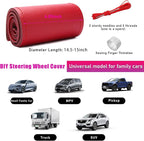 Genuine Leather Steering Wheel Cover, Stitch on Wrap, Breathable Anti-Slip Car Steering Wheel Protector for Max Diameter 15 Inch, DIY Sewing with Needles Thread (Red, Glossy)