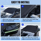 Windshield Cover for Ice and Snow, Windshield Snow Cover, Performance Brake Kits with Side Mirrors Cover, Fits Most Cars, Trucks, Vans, SUVs and More 87 x 56 inches, Black
