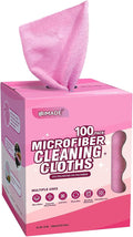 Microfiber Cleaning Cloth, 100 Sheets Microfiber Towels for Cars Commercial Grade Washcloths Lint-Free Bulk Shop Towel Cleaning Rags for Household Restaurant Garage Housekeeping,11"x 9", Pink