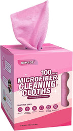 Microfiber Cleaning Cloth, 100 Sheets Microfiber Towels for Cars Commercial Grade Washcloths Lint-Free Bulk Shop Towel Cleaning Rags for Household Restaurant Garage Housekeeping,11"x 9", Pink