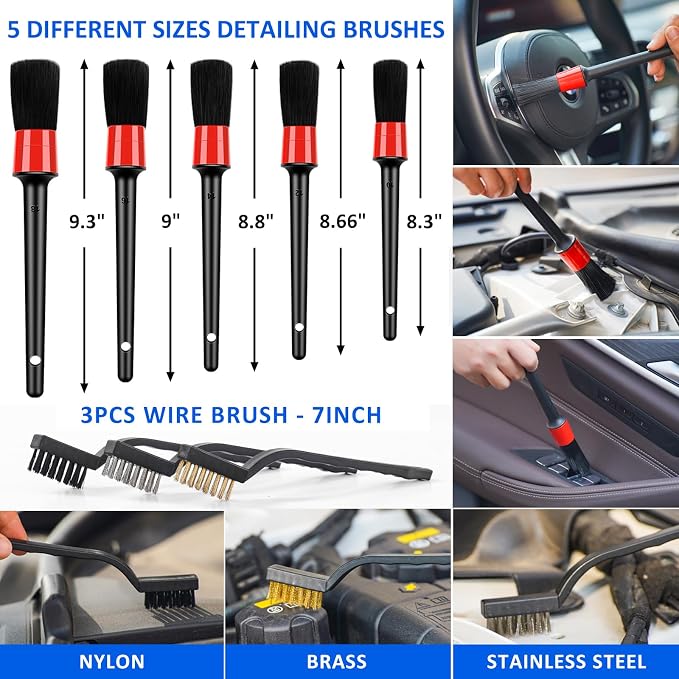 41Pcs Car Cleaning Wash Kit Interior Detailing Cleaner Kit with High Power Handheld Vacuum, Collapsible Bucket, Windshield Tool, Snow Shovel, Tire Brush, Complete Car Care Tools, Black
