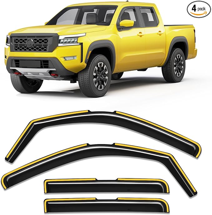 in-Channel Window Rain Guard for Nissan Frontier 2022-2025 2026 Crew Cab Rain Guards Side Truck Window Visors Low Profile Vent Visor Window Deflectors Vent Shades Car Accessories-4pcs
