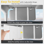 Car Visor Mirror with Lights & 20X Magnification, LED Lighted Vanity Makeup Mirror for Women, Universal Fit for Car SUV Truck, Easy to Install, Rechargeable 3 Color Modes & Adjustable Brightness