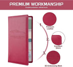 2Pack Car Registration and Insurance Holder,Car Document Holder for Cards License with Magnetic Shut,Vehicle Glove Box Car Organizer for Documents, Cards, License(Rose red)