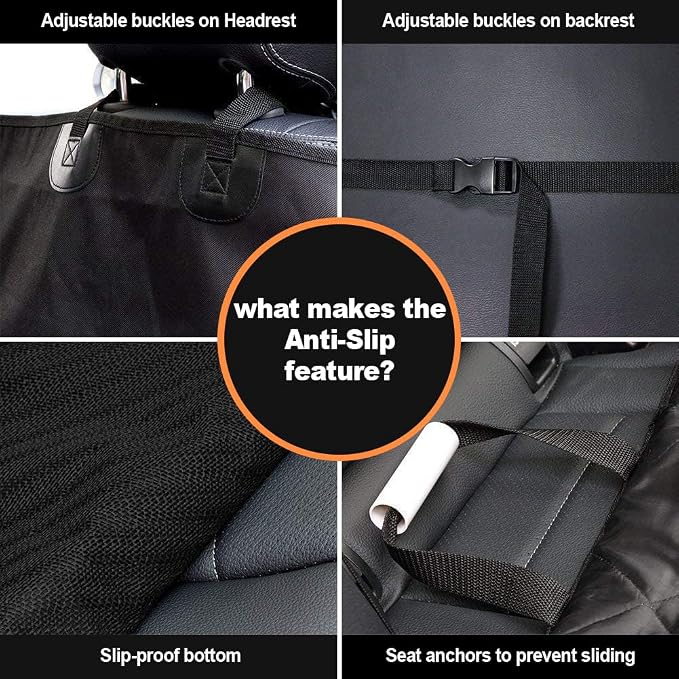 Dog Car Seat Cover for Cars SUVs Trucks, Thicked 600D Oxford Heavy Duty Waterproof Front Car Seat Covers for Dogs Durable Nonslip Padded Pet Car Seat Protector with Side Flaps, 2 Pack
