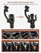 Phone Holders for Your Car, Adjustable Car Cup Holder Expander with Rubber Grip, Secure Hold, Multi-Scenario Use for Drivers, Commuters & Road Trips, Universal Fit for Up to 5.31'' Drinks/Mugs/Foods