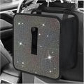 Car Foldable Trash Can, Bling Rhinestone Oxford Garbage Container Hanging Waterproof Organizer, Mini Crystal Dustbin Waste Basket Leakproof Trash Bin for Car Office Kitchen (AB)