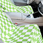 Car Seat Towel Covers with Storage Bag, 63 x 32 Inch Universal Non Slip Waterproof Sweat Protector for Car Truck, Gym Swimming Running, Machine Washable(2 Pack,Green and White Plaid)
