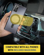 MPQ6DV-SP Magnetic Phone Holder for Car Dashboard/Vent, 15W Wireless Fast Car Charger Phone Stand, Hands Free Cell Phone Mount Compatible with iPhone 17/16/15/14/13/12 Series & MagSafe Case