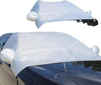 Front Windshield Snow Cover with Side Window Protection for Car and SUV, Winter Frost Ice Guard, Windproof Car Windshield Protector (Aluminum Film White)