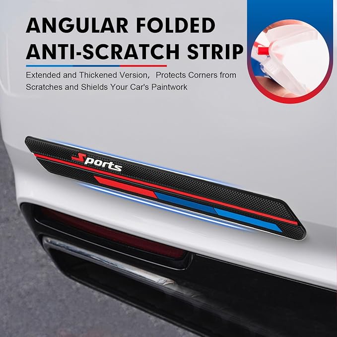 2 PCS Car Side Body Anti-Collision Strips, Sport Style Front Rear Bumper Protector Stickers, Self-Adhesive Car Door Edge Anti-Scratch Protector, Universal for Most Cars (Black)