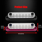 8 x M5 (#10) Studs Power Distribution Block Bus Bar 12V, 5.9" HD 120A Marine BusBar Battery Distribution Block W/Cover for Car Boat Solar (Red & Black)