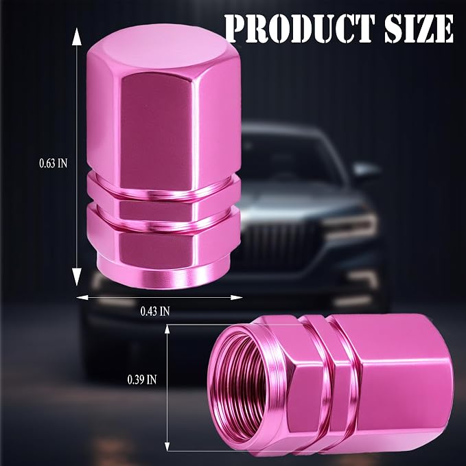 8PCS Tire Valve Stem Caps, with Rubber O-Ring, Corrosion Resistant Leak-Proof, Aluminum Alloy Universal Wheel Valve Covers for Cars, SUV, Trucks, Bikes, Motorcycles, Bicycles(Pink)