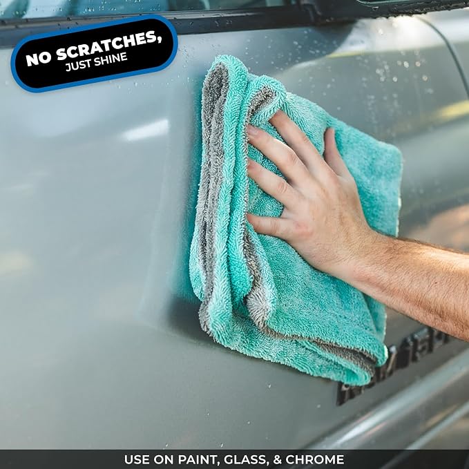 The Liquid8r, Absorbent 70/30 Blend Microfiber Drying Towel for Cars, Trucks, and SUVs, Safe for Detailing, Scratch-Free, Twist Loop, 1100 GSM, 20x24 Inches, Aqua Blue/Grey