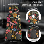 Cute Floral Car Seat Back Storage Headrest Hooks for Purses & Bags – 2PCS PU Leather Dual Metal Hooks, Backseat Organizer Accessories