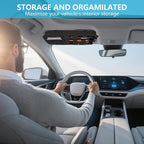 Molle Car Sun Visor Organizer, Semi-Rigid Tactical Panel Caddy with Zipper Pouch and Glasses Clip for Car Accessories, Fits Most Vehicles, SUVs, Trucks, Black