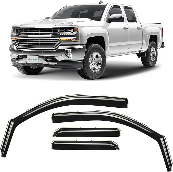 in-Channel Incredibly Durable Rain Guards for Chevrolet (Chevy) Silverado/GMC Sierra 2014-2018 Double Cab, Original Window Deflectors, Vent Window Visors, Truck Accessories, 4pcs- 614004