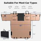Dog Car Seat Cover for Back Seat, Upgraded PU Leather Back Seat Extender with Hard Bottom Holds 400LBS, Waterproof Anti-Scratch, Large Space Back Seat Pet Cover for Car, SUV, Brown