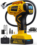 Tire Inflator Portable Air Compressor - Super Fast - 21V Rechargeable Battery Powered Handheld 160PSI Tire Inflator, Dual Power Supply Modes, Portable Air Pump for Car Motorcycle E-Bike