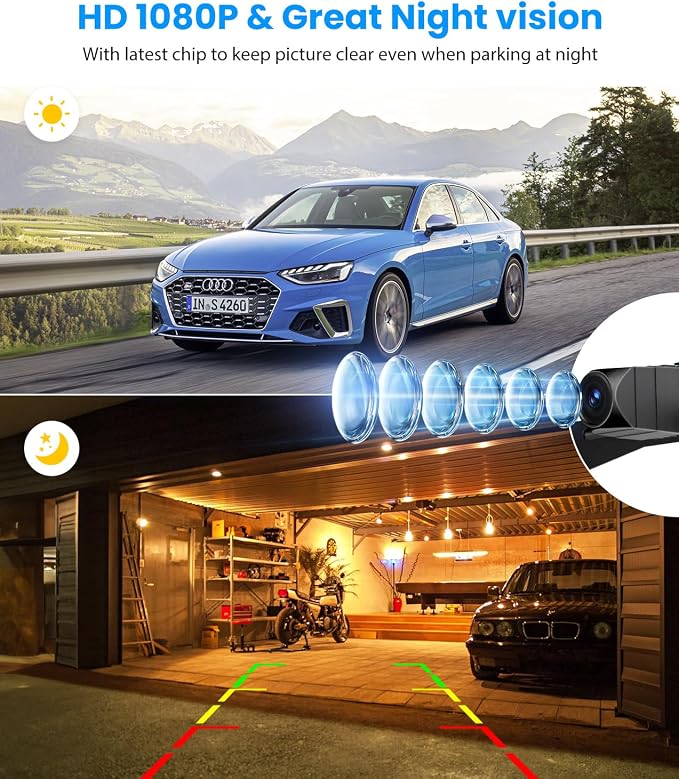 Backup Camera for Truck Plug and Play: 4.8" 1080P Stable Signal Clear Night Vision Rear View Camera System, IP69K Waterproof 3X Zoom Back Up Camera for Car SUV Pickup Van