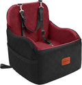 Dog Booster Car Seat for Small/Medium Dogs,Puppy Portable Car Bed with Elevated Cushion,Fully Detachable and Washable,2 Storage Pockets,Easy to Install (Blakc/Red, Medium)