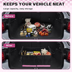 Car Trunk Organizer, 72L Large Capacity Waterproof Auto Storage Organizer with Non-Slip Bottom Strips, Collapsible Cargo Organizer for Suv, Truck, Sedan, Portable Car Accessories for Women Men(Pink)