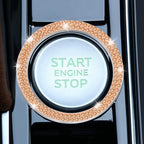 2 PCS Crystal Double Rhinestone Car Engine Start Stop Decoration Ring, Bling Car Interior Accessories for Women, Push to Start Button Cover Sticker, Automotive Decals, Gold