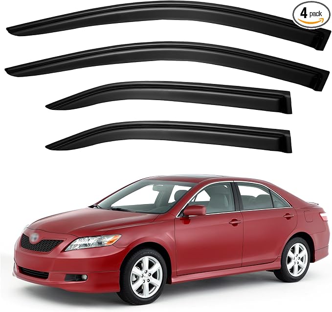 Window Visors Rain Guards for 2007 2008 2009 2010 2011 Toyota Camry, Out-Channel Window Vent Wind Deflectors Visors Shades for 07-11 Camry