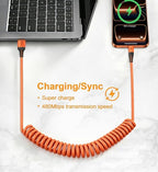 USB to USB C Cable Fast Charging 60W, [2Pack, 3FT] Coiled USB A to USB C Cable for Car, USB Type C Cable iPhone Charger USBC Cord for iPhone 17/16/15/Pro Max/Plus/Samsung Galaxy S26/S25/Ultra-Orange