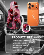 Purse Holder for Car, 2 Pack Heavy Duty Purse Hanger for Car, PU Leather Car Seat Hooks for Purses and Bags, Cute Cherry Headrest Organizer for Handbags & Backpacks