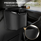 Car Trash Can with Removable Leakproof Liner – Clip On Trash Bin for Seat Back, Door Pocket & Headrest – Sturdy PU Leather Garbage Can Organizer for SUV, Truck & Sedan