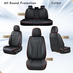 Coverado Car Seat Covers Full Set, Black Seat Covers, Waterproof Car Seat Cover, Car Seat Cushion, Car Seat Covers Front Seats Back Seat Covers, Car Seat Protector Universal Fit Most Cars Red Line