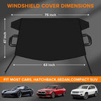 Car Windshield Cover for ice and Snow Double Fixing Easy Removal Windshield Snow Cover Protector with Side Mirror Cover Windproof Sunshade Cover for Cars, SUVs, Trucks, Vans (75"x47")