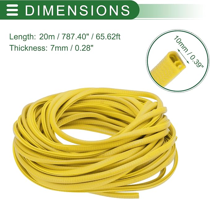 Universal Car Door Edge Protective Sealing Strip U-Type Door Scratch Protection Guard, 65.62ft 20m, Anti-scratch Collision, PVC Iron, Yellow