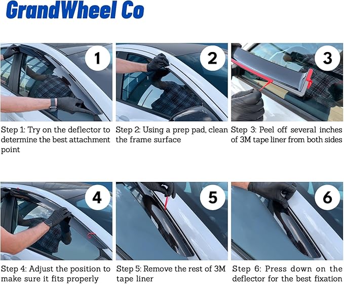 Window Deflectors Smoke Tinted Tape-On Side Window Vent Visor Deflectors Rain Guards Compatible with Compass 2017-2026 - 4pcs. GW0016