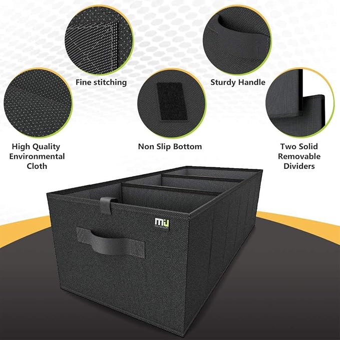 Trunk Organizer for SUV, Car Organizer, Collapsible Trunk Organizer for Car, Non-Slip Bottom, Storage Organizer for Sedans, Van, Jeep, Grocery, Large 3 Compartments, Black 32"×13"×10.6"