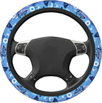Blue Butterfly Steering Wheel Cover for Women Girls Flower Universal 15 inch Neoprene Anti-Slip Car Wheel Protector