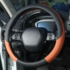 Car Steering Wheel Cover, Leather, Universal 15 Inch Fit, Anti-Slip & Odor-Free,Brown