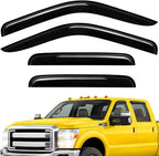 Extra Durable Window Deflectors Tape-On Visors Rain Guards Fit for Ford F250-550 Super Duty 1999-2016 SuperCrew, Sun Visors, Wind Vent for Shades, Exterior Car Accessories - 4pcs. AG0874