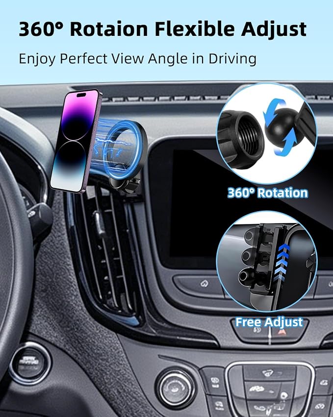 PZK Car Phone Mount for Chevy quinox 2018-2023 Accessories Custom Air Vent | Chevy Car Phone Holder Compatible with MagSafe Cellphone Holder for Vent Hands Free 360° Rotation Magnetic Phone Cradles