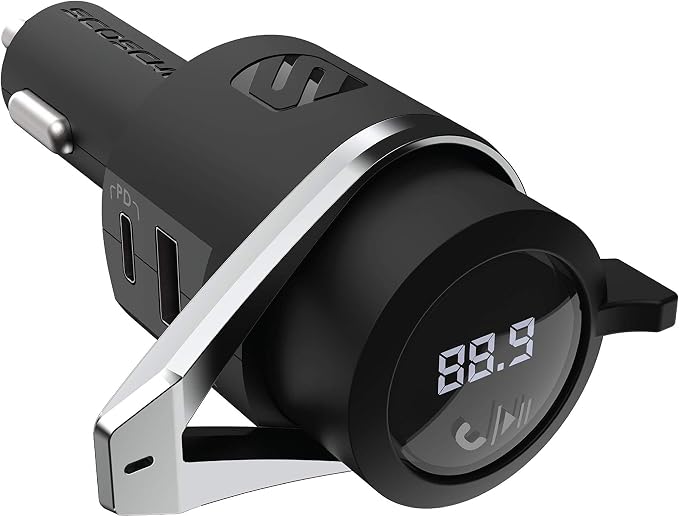 BTFMPD3SR FM Bluetooth Radio Transmitter for Car, Hands-Free Kit with Dual USB Charging Ports, 12W USB-A + 20W Fast Type-C Car Charger, Wireless Adapter for Calls, Siri and Google Assistant
